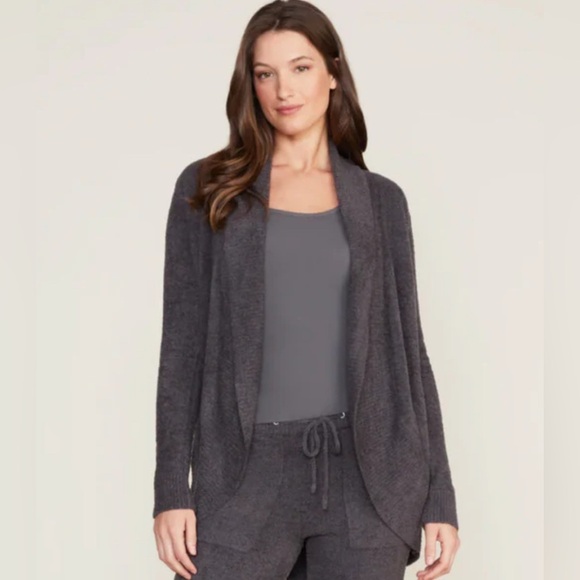 Barefoot Dreams Bamboo Chic Lite Circle Cardigan Pocketed Women's Medium Gray - Picture 1 of 8